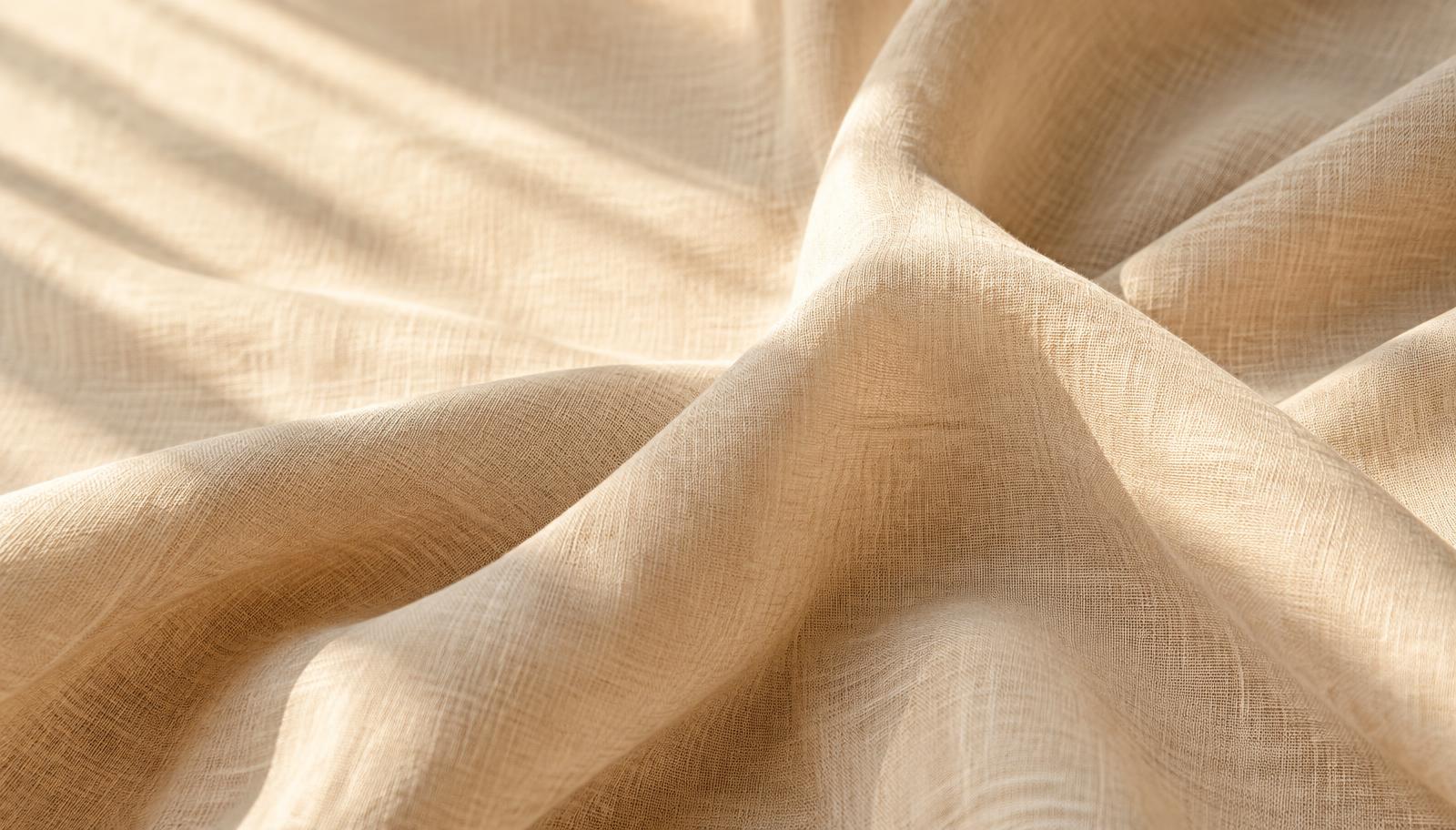 Tissu de lin beige dans une lumière douce